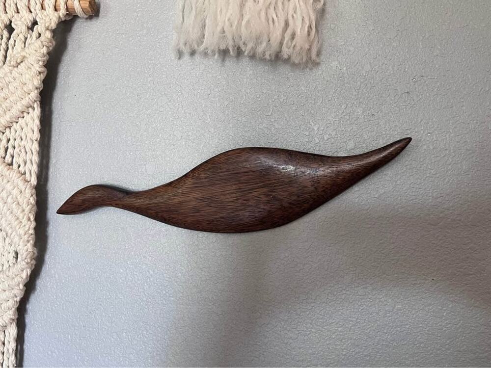 MCM Flying Bird Teak Wall Plaque
